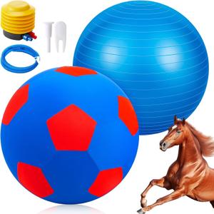 Giant 40 Inch Herding Ball with Ball Cover Anti Burst Please Watch VCR for How to Inflation Horse Toys for Horses Entertainment Play, Pump Included (Stylish, Blue)