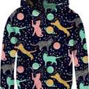 Ahegao Blue Galaxy Hoodies for Girls Novelty Black Cats Sweatshirts Sweater Size 6 7 8 Kids Soft Hoodys Big Girl Graphics Pullover Tops
