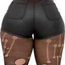 Womens Casual Faux Leather Shorts (Matte-black), XL