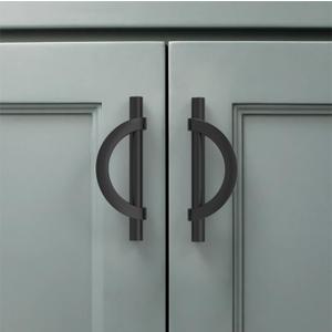 Amerdeco Paquete de 10 tiradores de gabinete negro mate de 3.75 pulgadas (3.780 in) con agujeros centrales, manijas de gabinete de cocina, manijas de cocina para armarios, tiradores de cajones