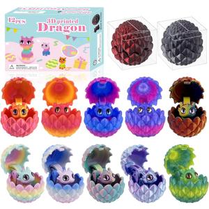 YVBBHE 12 PCS Small 3D Dragon Eggs with Dragon Inside, Mini Flying Dragons with Eyes and WingsEaster Basket Stuffers Mini Animal Easter Egg Set Suitable for Home & Office Decoration (B)