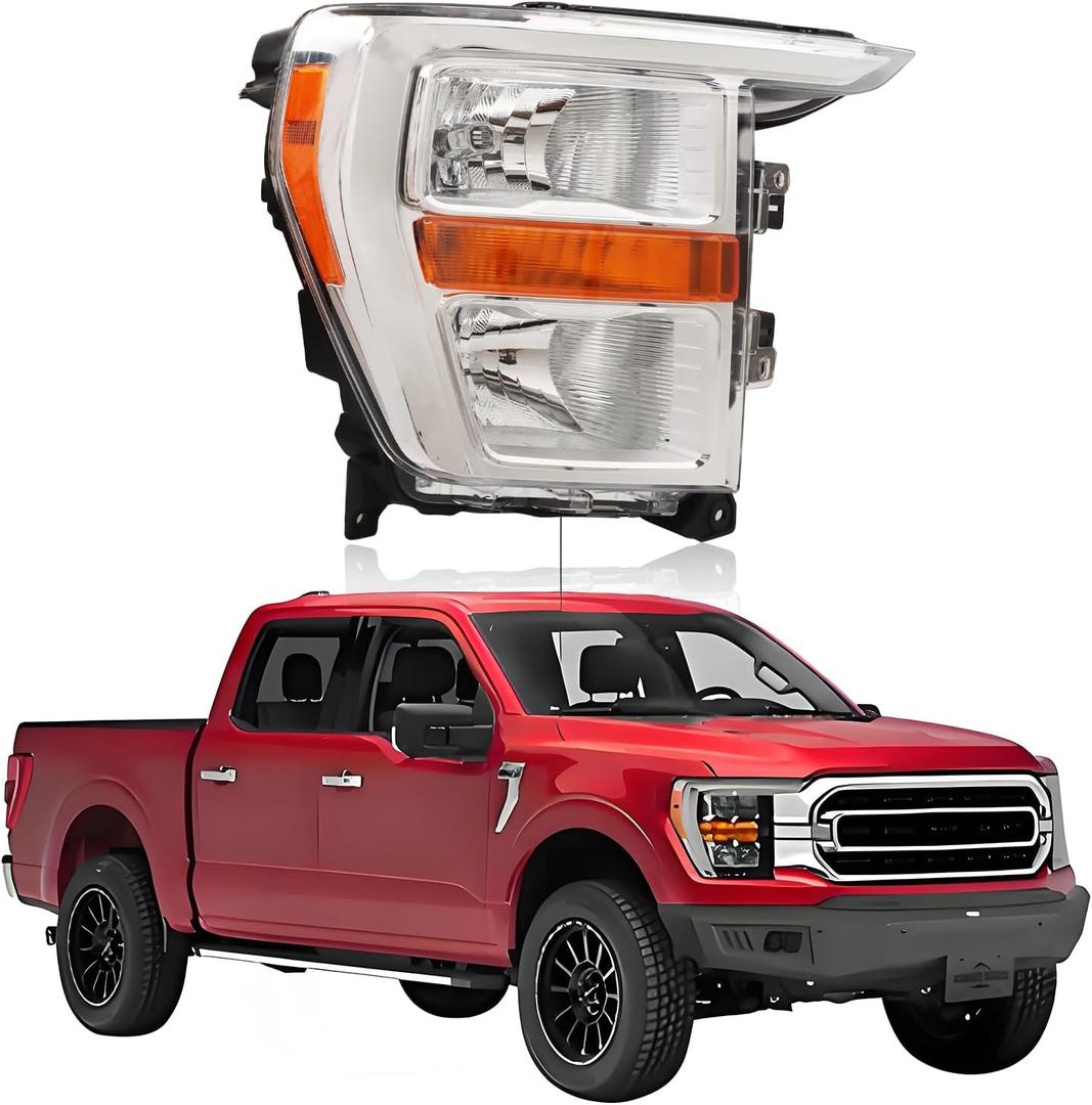 AIONIXER Headlight Assembly Compatible with Ford F150 F-150 2021 2022 2023, [Bulbs Included] Right/ Passenger Side, Headlamp Replacement with Clear Lens