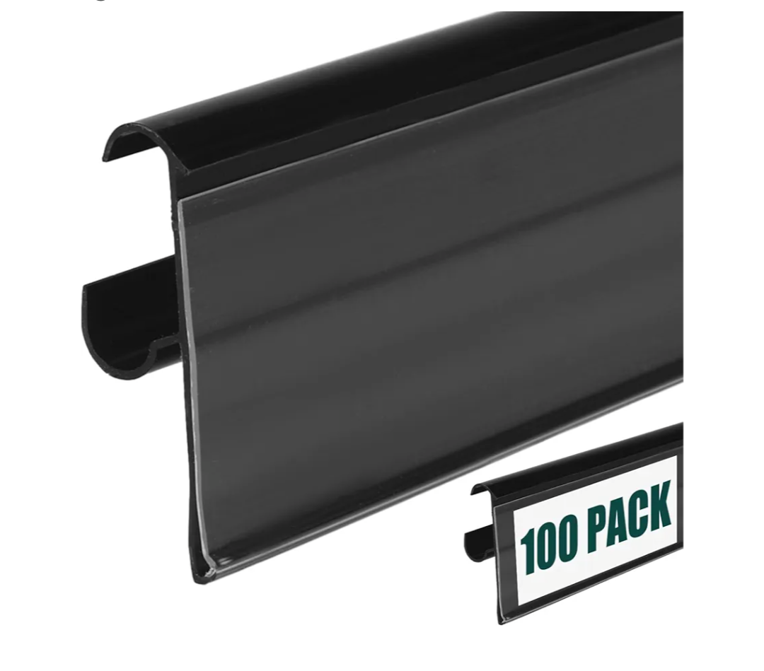Fulmoon 100 Pcs 27 x 1.26 Inch Wire Shelf Label Holder Strip Price Tag Black Back Plastic Label Holder with Clear PVC Cover Black Back for Refrigeration Cases Cooler Shelf Fulmoon 100 Pcs 27 x 1.26 Inch Wire Shelf Label Holder Strip Price Tag Black Back Plastic Label Holder with Clear PVC Cover Black Back for Refrigeration Cases Cooler Shelf