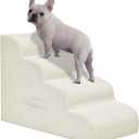 Mesa Lemon Dog Steps for Small Dogs, 4-Step Pet Ramp Stairs for High Beds and Sofa, Non-Slip Pet Stairs for Small Dogs and Cats, Removable and Easy to Clean Cover, Beige