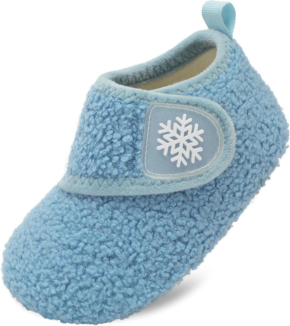 Scurtain Toddler Slippers Winter Boots Kids Slippers Girls Boys Toddler Snow Boots Baby Warm Socks Lightweight House Shoes Non-Slip Ankle Booties Walking Shoes (5.5-6 Toddler, Blue)