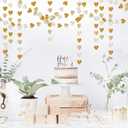 White-Gold Champagne Gold 3D-Heart Garland - 39Ft Christmas Wedding Engagement Hanging Decoration Streamers Banner,Bachelorette Neutral Baby Bridal Shower Valentines Party Decor Ouruola