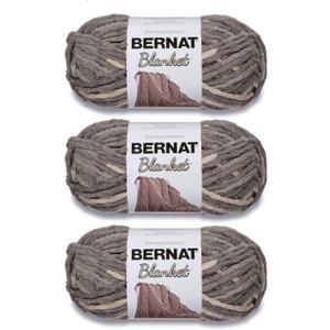 Bernat Blanket Yarn Super Bulky Soft Chenille Yarn, Silver Steel, 3-Pack