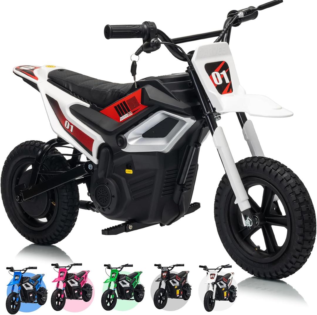 24V Electric Dirt Bike for Kids, 350w Electric Motorcycle for Kids - Up to 13.67Mile/h Long-Range, Ride on Motorcycle with Rear Wheel Suspension, 12 Miles Range, Twist Grip Throttle, Rubber Tire