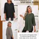 3 Pack Women's 3/4 Sleeve Waffle Knit Tops Oversized Crewneck T-Shirts Loose Casual Blouses Side Split Tees, XXL