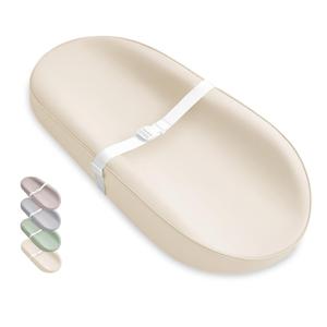 Blissful Diary Vegan Leather Baby Changing Pad with Waterproof & Wipe-Clean PU Cover, Avocado Size Cozy Diaper Changing Pad for Dresser and Table, Beige