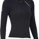 Wetsuit Top Women Men 2MM Neoprene Wetsuit Jacket Long Sleeve Diving Surfing Top, 3MM 1.5MM Wetsuits Shirt Vest Scuba Swimming Snorkeling Suit Swimsuit Warm Front Zip for Water Sports, Small