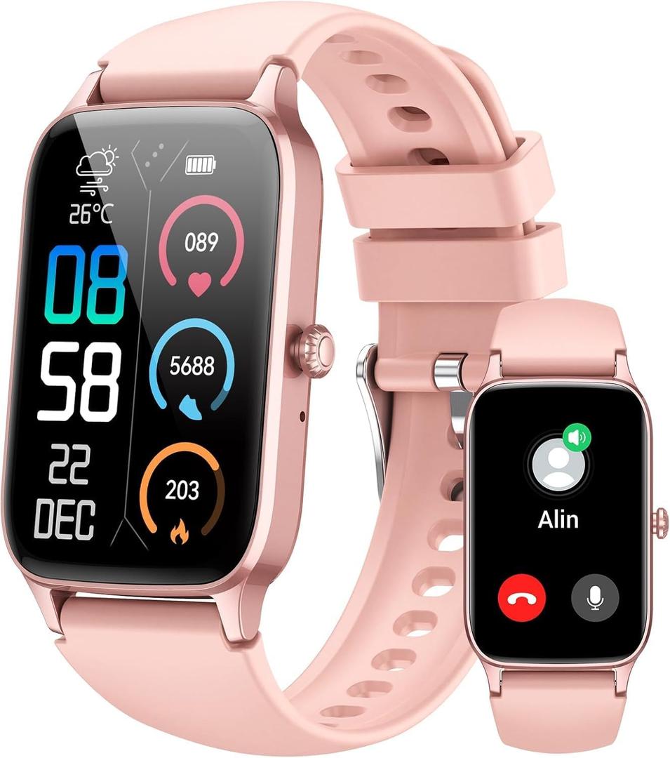 Smart Watch for Men Women, 1.57" Smartwatch (Answer/Make Call) , Fitness Tracker with 110+ Sport Modes, Heart Rate/Sleep Monitor, IP68 Waterproof, Bluetooth Calls, Smartwatches for Android iOS Pink
