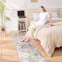 UERMEI 2X6 Washable Runner Rug for Hallway: Soft Neutral Modern Abstract Area Rug - Non-Slip Low Pile Long Throw Indoor Carpet for Kitchen Entryway Kitchen Bedroom Laundry Bathroom - Brown Grey