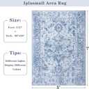 5x7 Area Rugs for Living Room, Large Washable Vintage Blue Living Room Rug, Soft Non-Slip Stain Resistant Throw Carpets for Dining Room Bedroom Office Farmhouse Home Decor, Blue