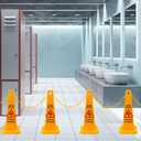 10 Pcs 26.3" Floor Cone Yellow Caution Sign, 4-Sided Bilingual Signs, English/Spanish, Public Caution for Indoors and Outdoors(with a chain)