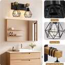 Farmhouse Vanity Light for Bathroom, 2-Light Wood Bathroom Vanity Light Fixtures Over Mirror, Rustic Sconces Wall Lighting with Metal Lampshade for Living Room, Bedroom, Hallway
