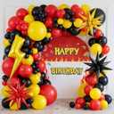 154Pcs Monster Catcher Balloon Arch Kit - Red Yellow Black Party Decorations with Lightning Bolt & Star Foil Balloons - for Boys Fire Power Super Hero Racing car Theme Party Supplies, Standard