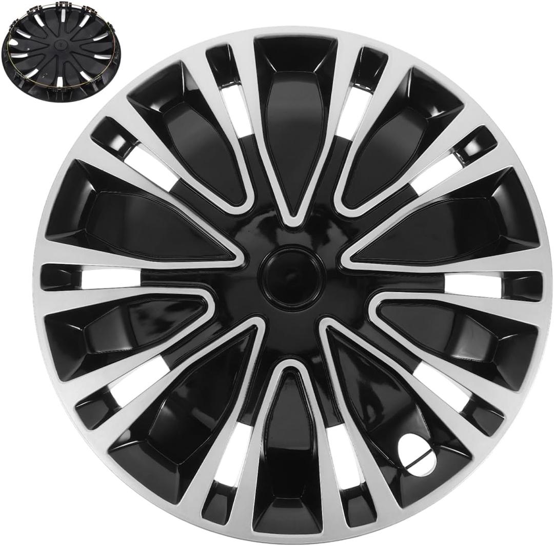Amosfun Automotive Wheel Hub Covers 15.35 Inch Universal Vehicle Wheel Hub Cover Cap Car Exterior Accessory Easy Installation