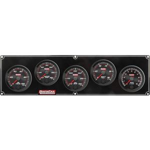 QuickCar Racing Products Gauge Panel Assembly, Redline, Oil Pressure/Water Temperature/Oil Temperature/Volt/2-5/8 in Tachometer, Black Face, Kit