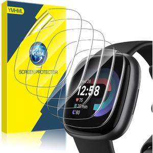 [ 6 Pack ] Compatible for Fitbit Versa 4 / Versa 3 Screen Protector, Fitbit Sense 2 / Sense Screen Protector, YMHML [Upgrade Flexible Film] Soft HD Clear Anti-Scratch Protector for Fitbit Accessories