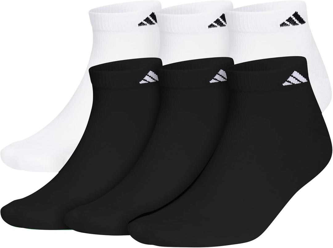 adidas Men's Athletic Cushioned Low Cut Ankle Socks (6-Pair Pack) (X-Large, White/Black/White)