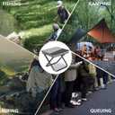 Portable Ultralight Travel Stool Camping Chair Fishing Stool - Gray Carbon Steel and Keychain, Handbag Style Pocket Foldable (Medium, Grey)