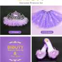 Princess Dress Up Shoes , Dress Up Clothes Pretend Play Costumes-3 Sets of Princess Shoes, Dresses and Crowns, Princess Accessory Toys for 3-6 yr Girl Birthday Gifts