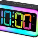 Cadmos Loud Alarm Clock for Bedrooms with Dynamic RGB Night Light,Heavy Sleepers Adults,Dual Alarm,Dimmer,USB Charger,Small Bedside Digital Clock with Led Display for Kids,Teens,Seniors (Black)