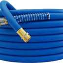 Guitrees 100FT 3/4 Heavy Duty Rubber Garden Hose - 200psi Working, 1000psi Burst - Hot/Cold Water - Five-Layered Braiding for Durability - Versatile for Gardening, Agriculture, Construction(Blue)