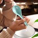 Teal Ceramic Soup Spoons Set of 6, 6.75 inch Ramen & Pho Spoons for Noodles, Stews, Wonton & Dumpling, Dishwasher Safe