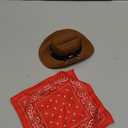 2 Pcs 17cm Doll Cowboy Costume Accessories Mini Western Cowboy Hat with Bandana Scarf Outfit Set Accessories for Birthday Christmas Anniversary Collectors' Gift, Doll Not Included