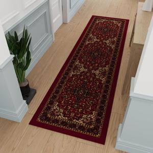 Ottomanson Hallway Runner Rug 2'7" x 9'6" Non Slip Oriental Area Rugs Easy to Clean Laundry Rug Runner Durable & Pet Friendly Floor Carpet Runners for Hallways Entryway Living Room Kitchen, Red