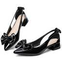 Slingback Jane Heels for Women Low Block Heel Closed Square Toe Pump Shoes Heels Classic Daily Office Dressy Shoes 003Black Pumps Size 9