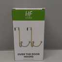 HFHOME 2Packs Over The Door Double Hanger Hooks, Metal Twin Hooks Organizer for Hanging Coats, Hats, Robes, Towels- Gold