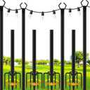 SINLEY 4 Pack String Light Poles,10 Ft Metal Poles with Fork for Outdoor String Lights,Outdoor Light Poles with Fork,Poles/Post/Stand for Outside,Patio,Deck,Backyard,Garden Wedding,Party