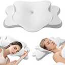 Cervical Neck Pillow for Sleeping | Ergonomic Pillow for Sleep Apnea, Neck Pain, and Snoring Relief | Contour Memory Foam with Ergonomic Support, White