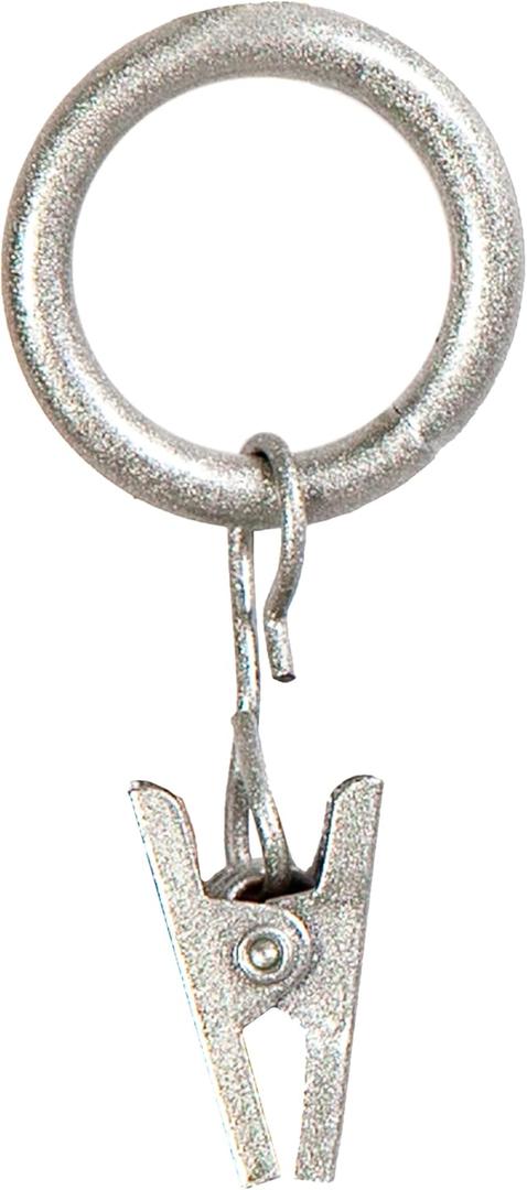 Kenney Real Home Window Curtain Clip Rings, Set of 14, Pewter (For 5/8" or 3/4" Diameter Rods)