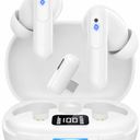 RYR Wireless Gaming Earbuds, 20ms Low Latency, Gaming Earbuds with Noise Cancelling Mic, 2.4Ghz & Bluetooth, LED Display, 36H Playtime for Meta Quest 3/2, PS5, PS4, VR, Switch, Steam Deck, PC, Phone, White