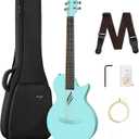 Enya Nova Go Carbon Fiber Acoustic Guitar 1/2 Size Beginner Adult Travel Acustica Guitarra w/Starter Bundle Kit of Colorful Gift Packaging, Acoustic Guitar Strap, Gig Bag, Cleaning Cloth(Blue) (35")