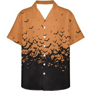 PinUp Angel Hawaiian Shirts for Men Short Sleeve Striped Shirt Button Down Beach Shirts Funky Color Block Shirt for Travel (L)