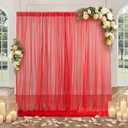 SiinvdaBZX 10FT x 10FT Tulle Backdrop Curtains, Red Sheer Tulle Wedding Drapes Photo Background Fabric Decor for Bridal Shower Birthday Party Baby Shower Reception Photo Shoot