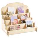 Barydat 4-Tier/5-Tier large Greeting Card Display Stand Wooden Display Stand for Postcard Brochure Photos Jewelry Sticker Holder for Vendors, Counter Retail, Home Decor(15.8 x 10.4 x 14.2 Inch,Beige)
