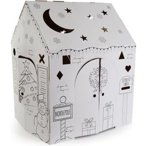 Easy Playhouse Holiday Cottage - Kids Art & Craft for Indoor Fun, Color, Draw, Doodle on a Festive North Pole House - Decorate & Personalize a Cardboard Fort, 32" X 26.5" X 40.5" - Made in USA, Age 3+, original