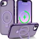 JAMCAVOR Magnetic Stand for iPhone 16e Case [Military Grade Drop Protection] with Kickstand, Matte Translucent Slim Case for 16e 6.1", Purple