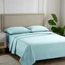 Carressa Linen 100% Egyptian Cotton Queen Sheet Set - 600 Series Hydrangeas Collection Egyptian Cotton Queen Sheets Set (4 PC, Sea Foam), 16" Deep Pocket Sateen Weave Luxury Hotel Bed Sheet (15: Seafoam Green)