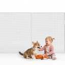 Reinforced Retractable Baby Gate for Stairs & Banister, 55" Wide Mesh Dog Gate, One-Handed Dual Lock Safety Gate for Kids & Pets, Fits Round & Square Posts (White)
