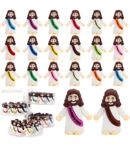 40 Pcs Little Jesus Figures Virgin Mary Figurines Mini Jesus Figurines Miniature Virgin Mary Doll Classic Religious Gifts for Sunday Easter Eggs Stuffers Baptism Gift