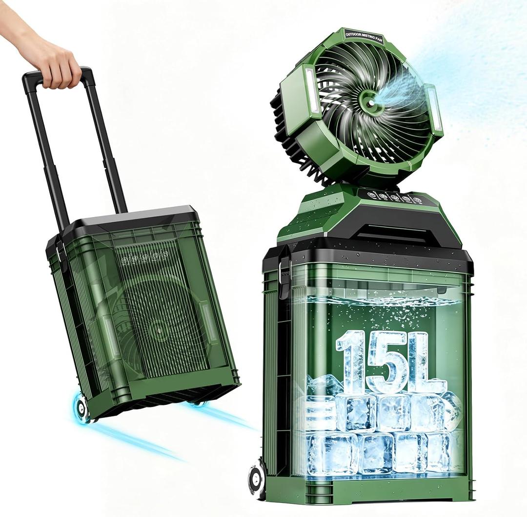 Misting Fan for Outside, 30000mAh Rechargeable Outdoor Cooling Fan with 4 Wind Speeds, High-Pressure Mist, 4 Mist Levels, 90 Oscillation, 4-Gallon Tank, for Patio, Camping, Sports, Jobsite