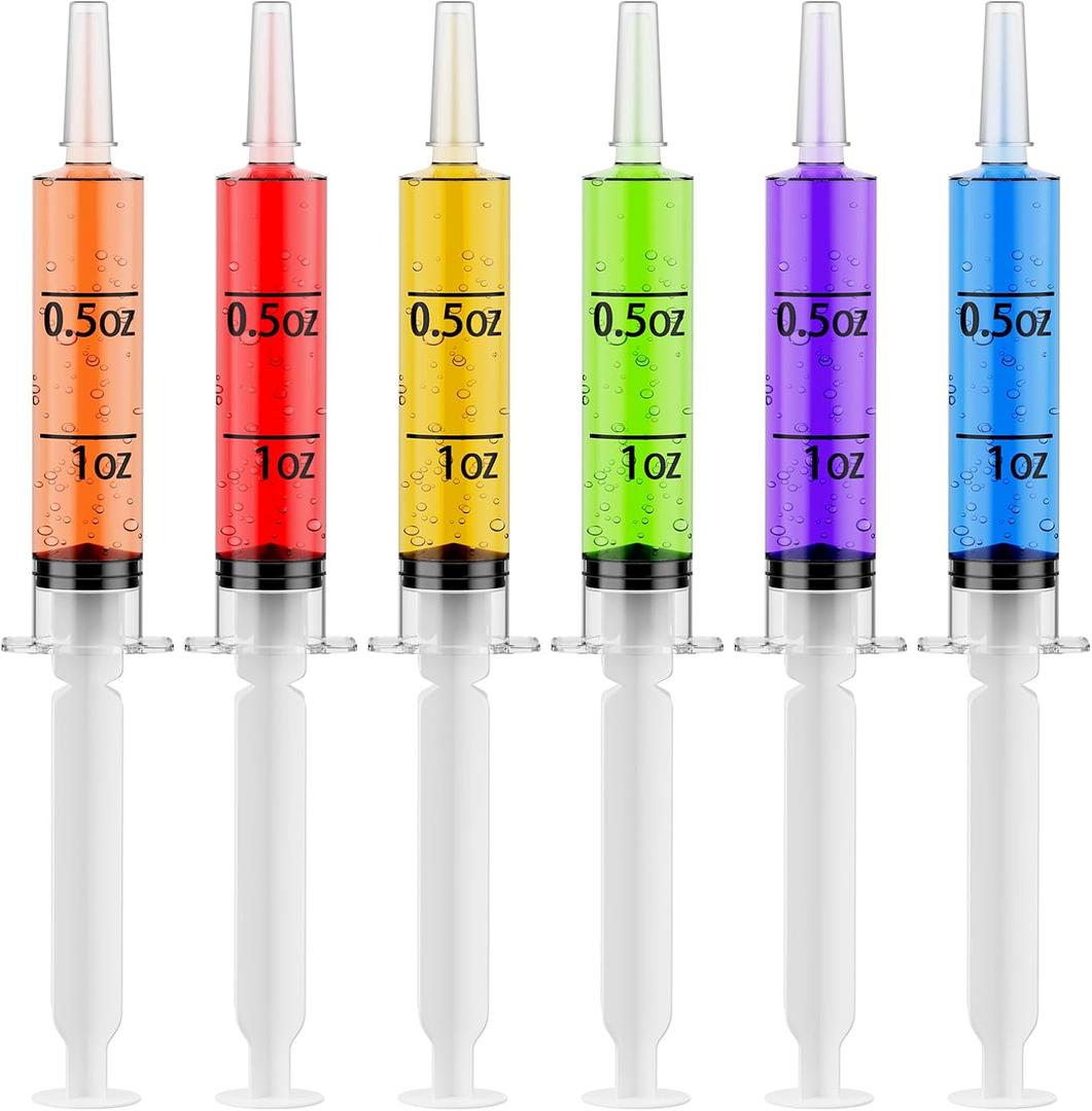 JOLLY CHEF 60 Pack Party Jelly Halloween Shot Syringes, Medium 1.5 Oz Container with Lid, Perfect for Plastic Shot Glasses Thanksgiving Christmas