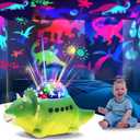 BestYiJo Projector Lamp Children Dinosaurs Toys, Night Light for Children with 8 Colours, Music, Catching Function, 360° Rotation, Newborn Gifts, Birthday, Christmas, Room Decorations (Green)